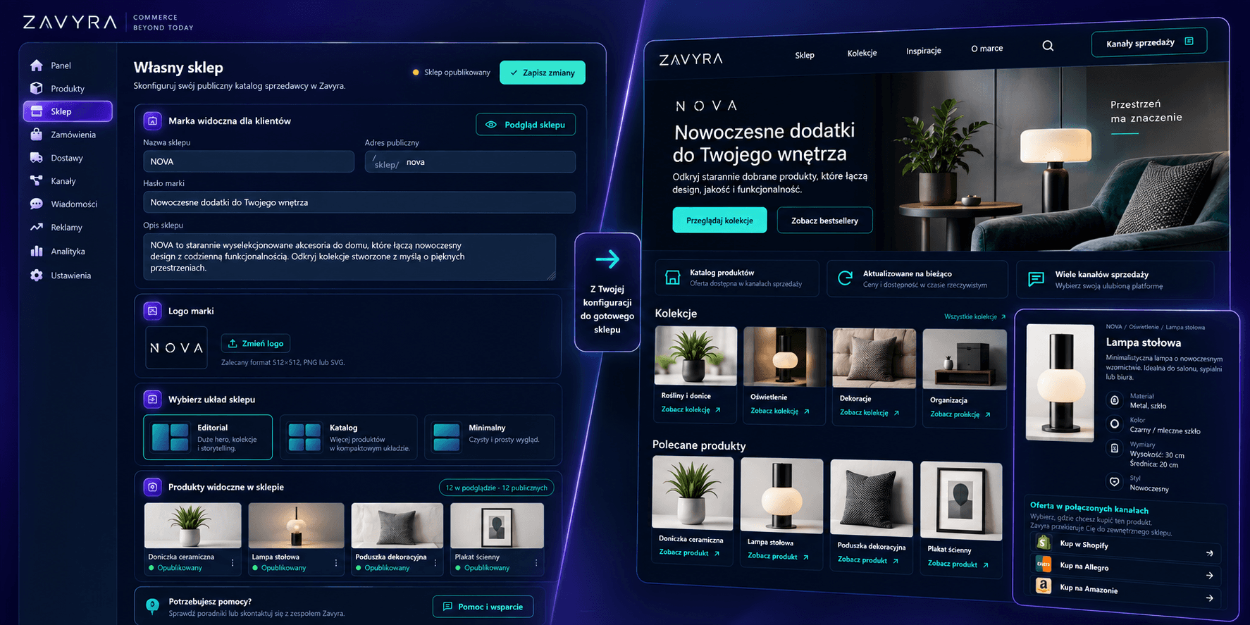 Zavyra Storefront admin and public catalog