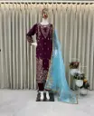 TRENDING TOP WITH KOTI SEQUANCE EMBROIDERED WORK AND PANT WITH DUPATTA