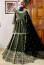 Featuring chinon silk kurti & lehenga with elegant dupatta in georgette with beautiful sequins embroidery