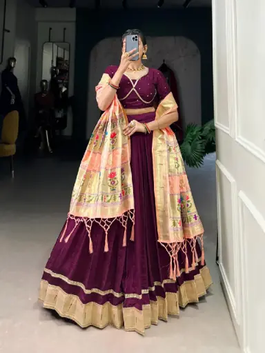 Crafted in silk, designed for royalty Lehenga(Stitched)