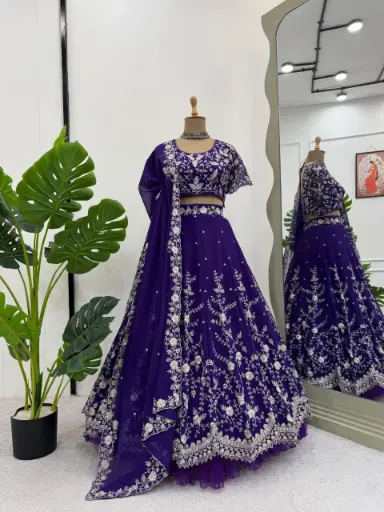 Lehenga (Stitched) Purple Lehenga Choli Set