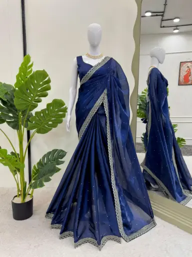 Beautiful Designer Saree On Havy Organza Silk Febric with Thred & Sequence work With LCD